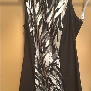 Connected Apparel Black and Beige Midi Dress